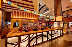 Japanese restaurant interior with lanterns at Orchard Singapore