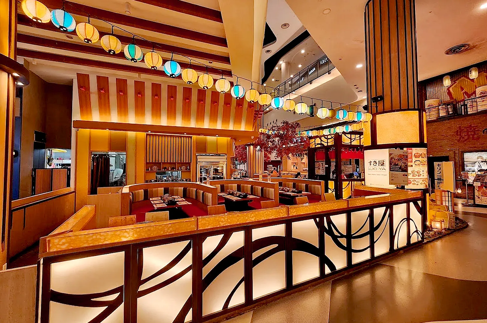 Japanese restaurant interior with lanterns at Orchard Singapore