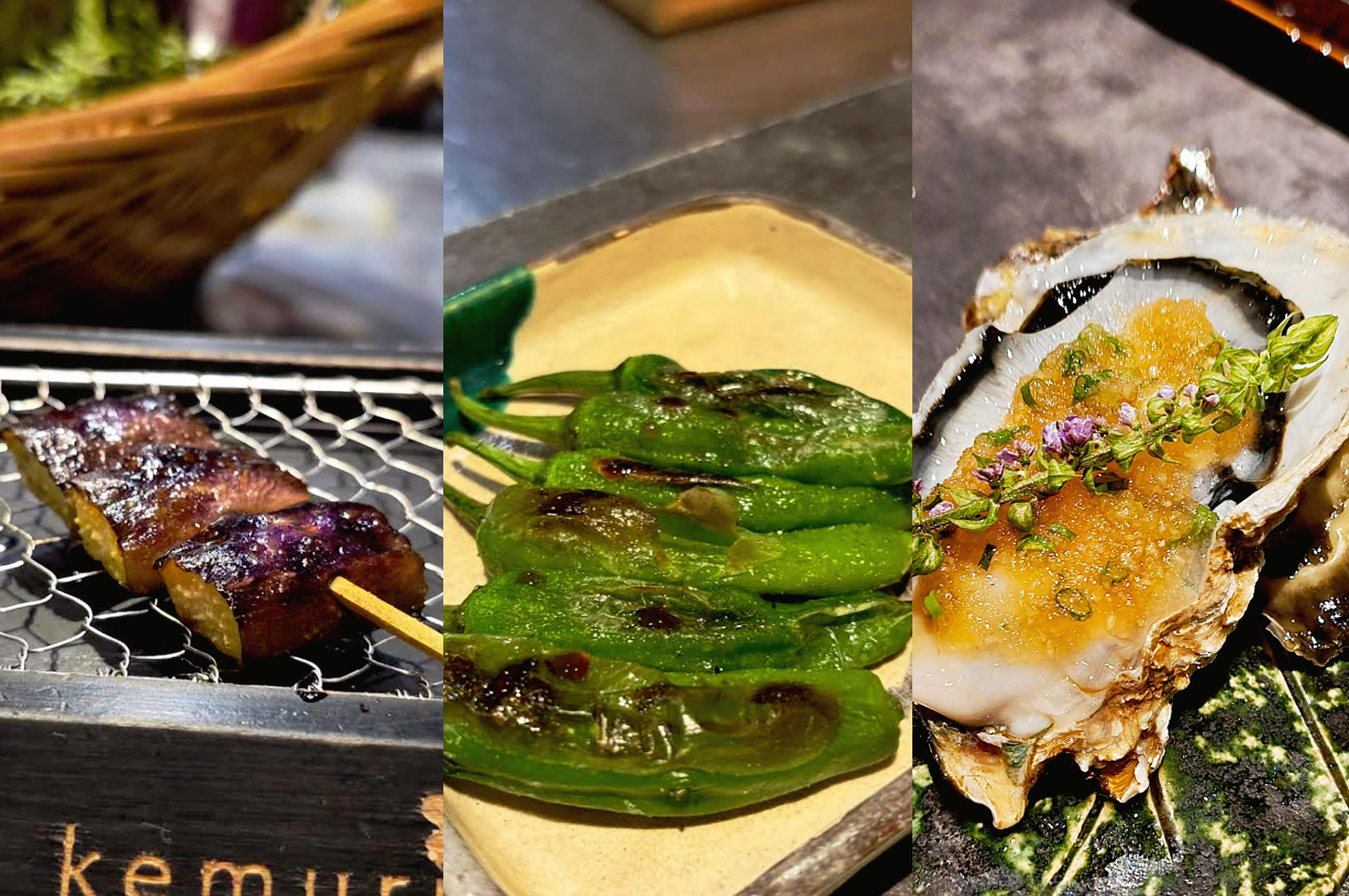 Fresh grilled oyster with citrus sauce and herbs at premium