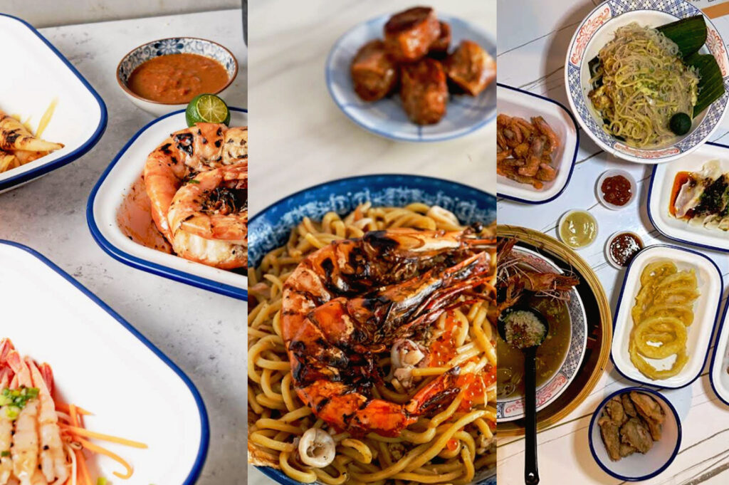 Grilled seafood pasta and Japanese sharing plates