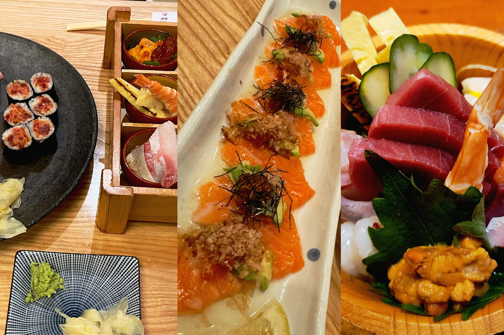 Japanese sushi rolls and sashimi platter at Cuppage Plaza