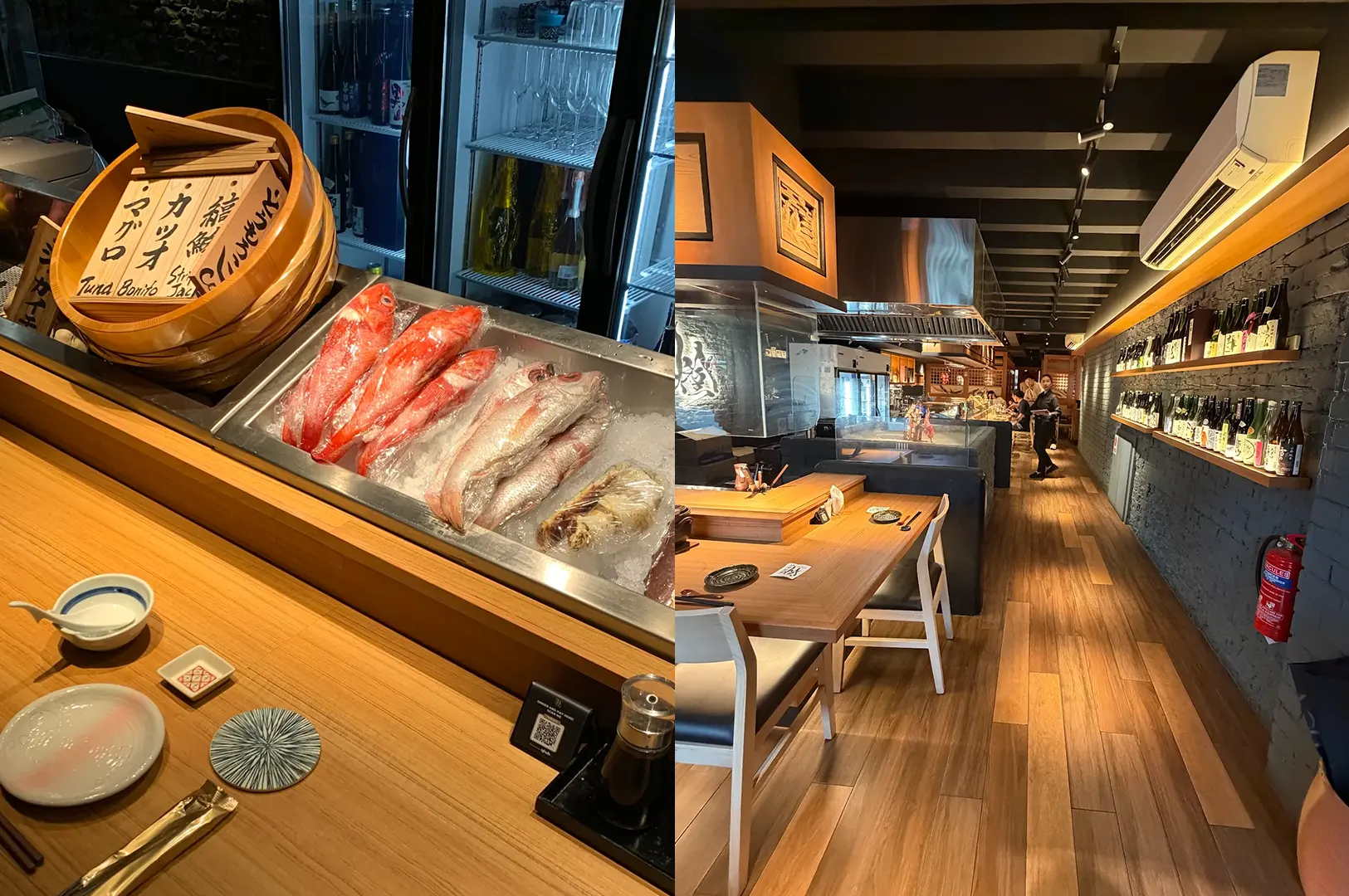 Robata AKARI counter with seafood display
